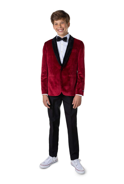 Blazer en velours rouge bordeaux Garçon Ado <tc>OppoSuits</tc>