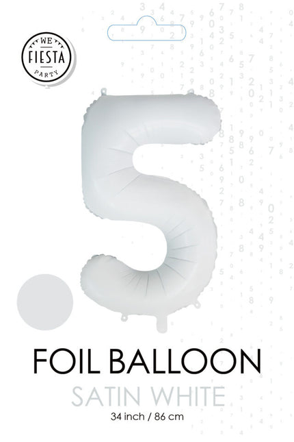 Ballon à figures blanc 5 ans brillant 86cm