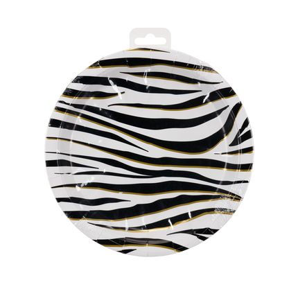 Assiettes Zebra Noir Blanc 23cm 8pcs