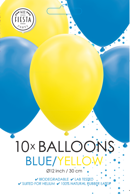 Ballons bleus jaunes 30cm 10pcs