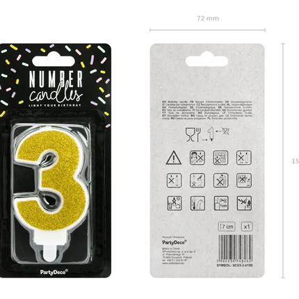 Bougie 3 ans or 7cm