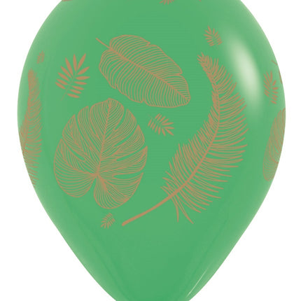 Ballons Tropical Leaves Mix Gold Print 30cm 25pcs