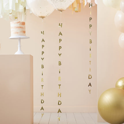 Guirlande de ballons Golden Happy Birthday 1m