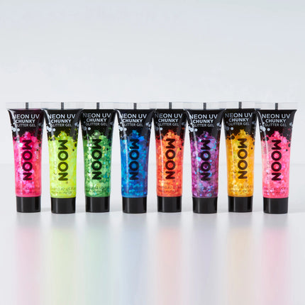 Moon Glow Neon UV Chunky Glitter Gel Blue 12ml