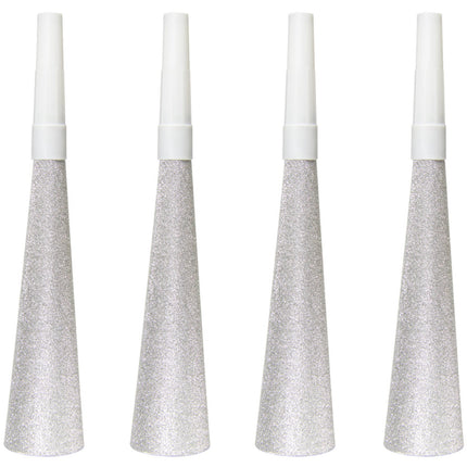 Cornes de fête Argent 19cm 4pcs