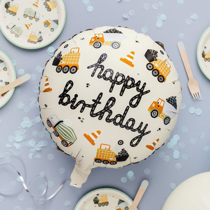 Bon anniversaire Ballon à l'hélium Véhicules de construction Vide 45cm