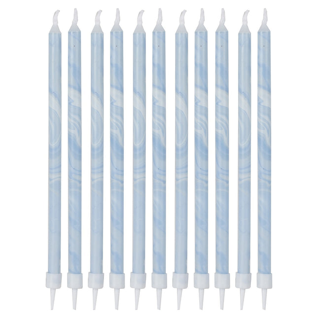 Bougies bleues Marbre 18cm 12pcs