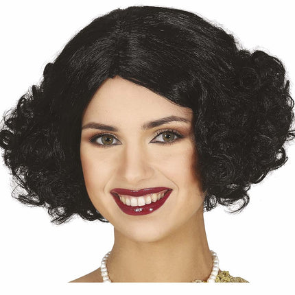Perruque noire cheveux courts boucles