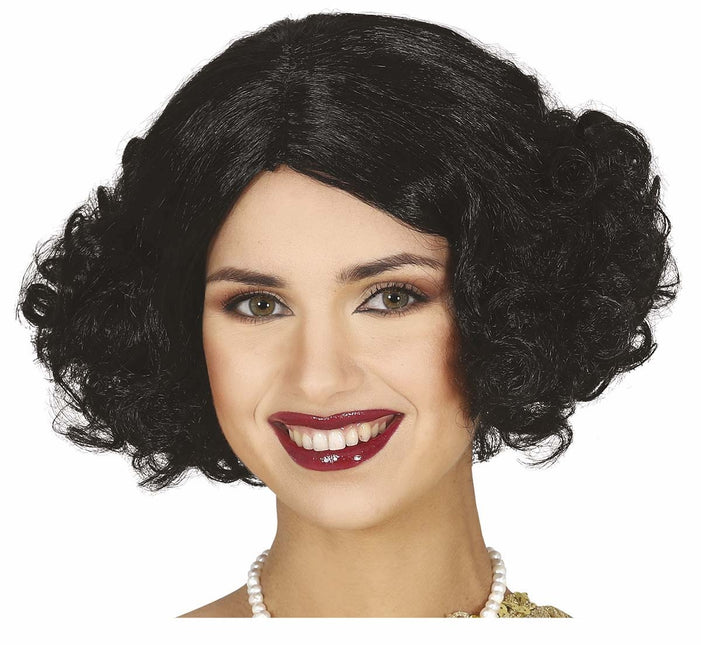 Perruque noire cheveux courts boucles