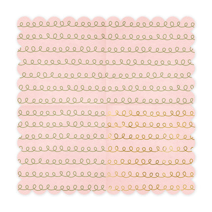 Serviettes de table roses à motif doré 32cm 20pcs