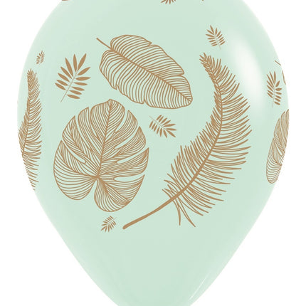 Ballons Tropical Leaves Mix Gold Print 30cm 25pcs