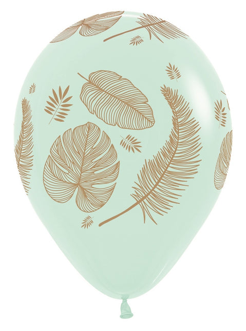 Ballons Tropical Leaves Mix Gold Print 30cm 25pcs