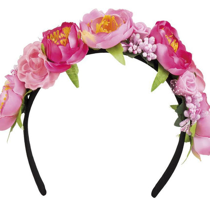 Bandeau à fleurs Diadème rose