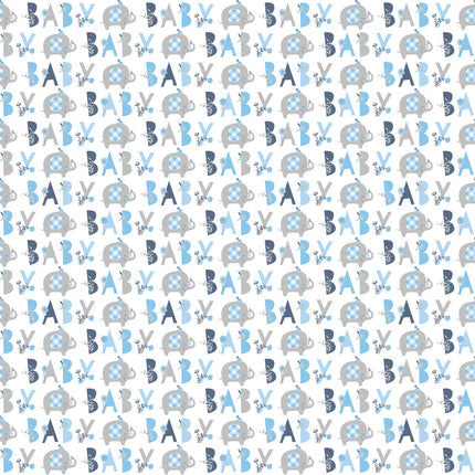 Papier d'emballage Baby Elephant Bleu 1.52m