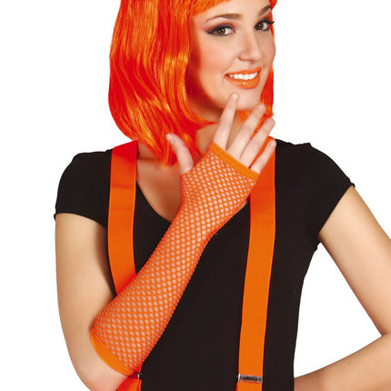 Gant en résille orange fluo