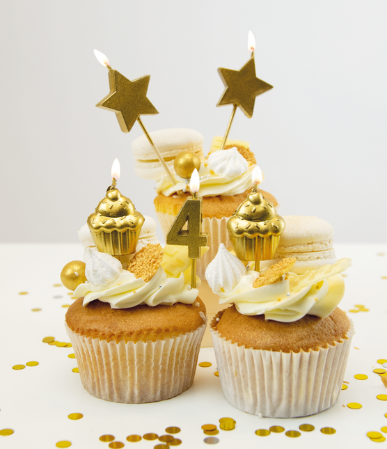 Bougies 4 Years Cupcake Gold 17,5cm