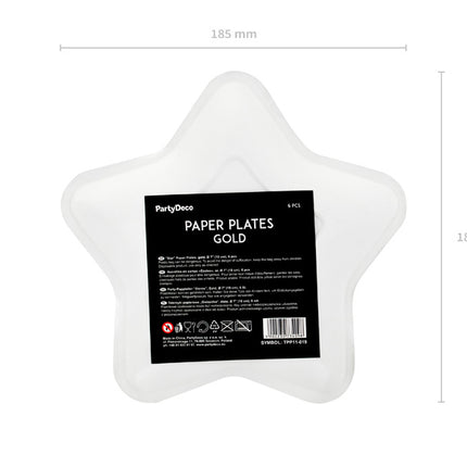 Assiettes dorées étoile 18cm 6pcs
