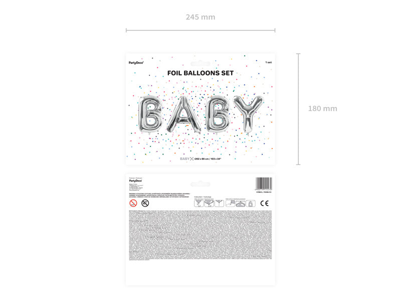 Ensemble de ballons de lettres Baby Silver vides 2.62m
