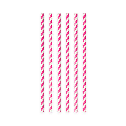Pailles en papier rayées fuchsia 19.7cm 20pcs