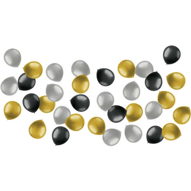 Ballons colorés Noir Or Argent Métallique 13cm 50pcs