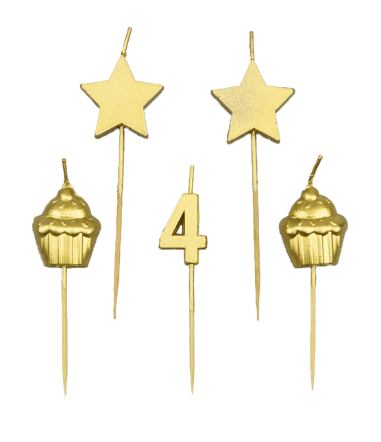 Bougies 4 Years Cupcake Gold 17,5cm