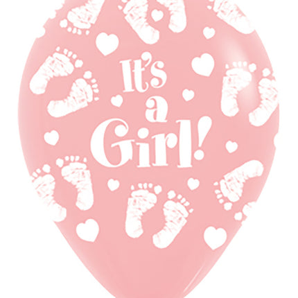 Ballons It's a Girl Footprint Pink 30cm 25pcs