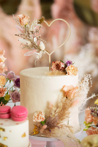 Cœur en bois Dessus de gâteau 23cm