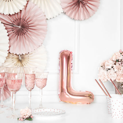 Ballon de baudruche Lettre L Rose Or Vide 35cm