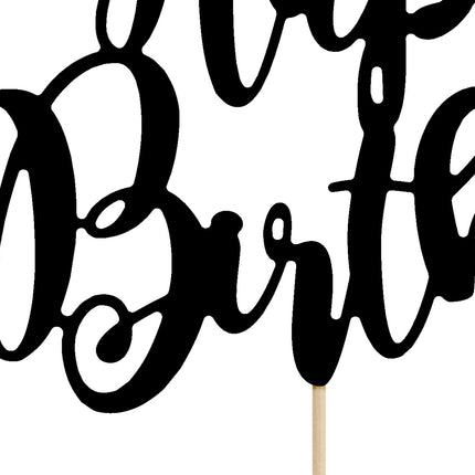Décor de gâteau Happy Birthday Noir 22.5cm