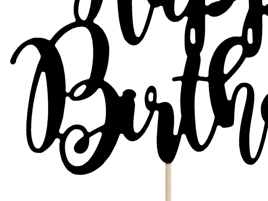 Décor de gâteau Happy Birthday Noir 22.5cm