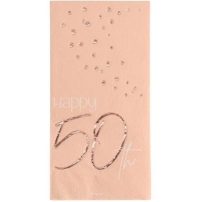 Serviettes de table 50 ans or rose 33cm 10pcs