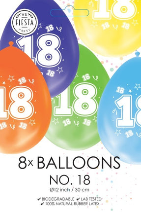 Ballons colorés 18 ans 30cm 8pcs