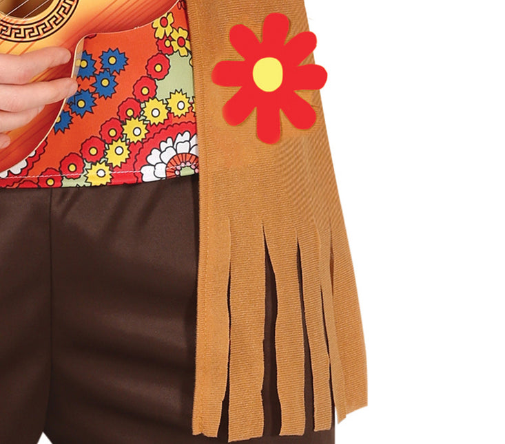 Costume Hippie 60S Homme coloré avec gilet marron
