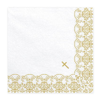Serviettes de Communion Croix Or 33cm 20pcs