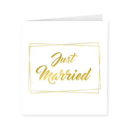 Carte Just Married Or Blanc 15cm
