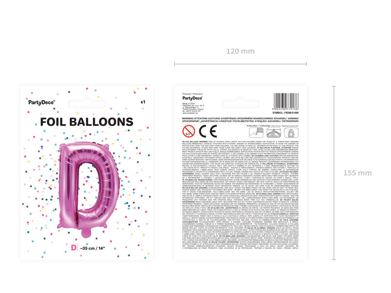Ballon de baudruche Lettre D Rose Vide 35cm