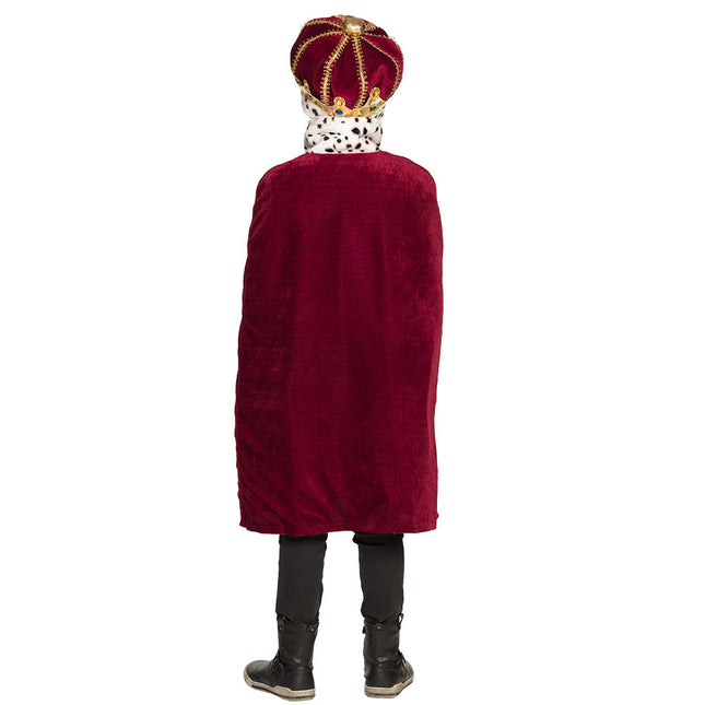 Couronne et cape du roi Rouge bordeaux enfant