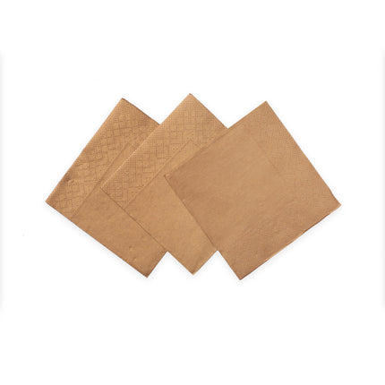 Serviettes de table or rose 3 couches 24cm 20pcs