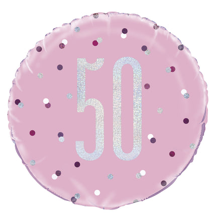Ballon à l'hélium 50 ans rose 45cm vide