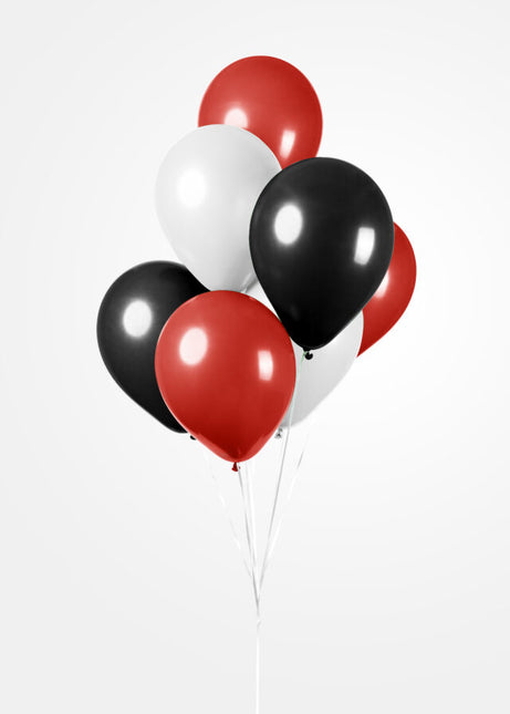 Ballons Rouge Blanc Noir 30cm 10pcs