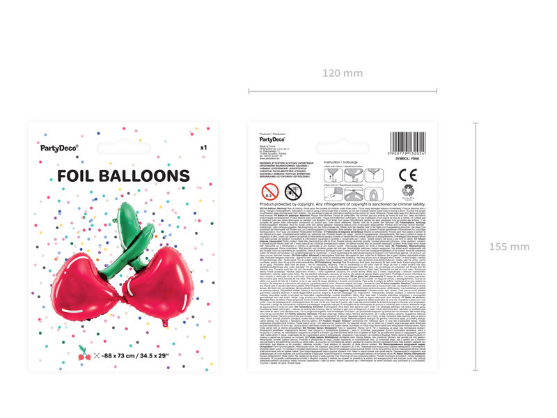 Ballon à l'hélium cerise vide 88cm