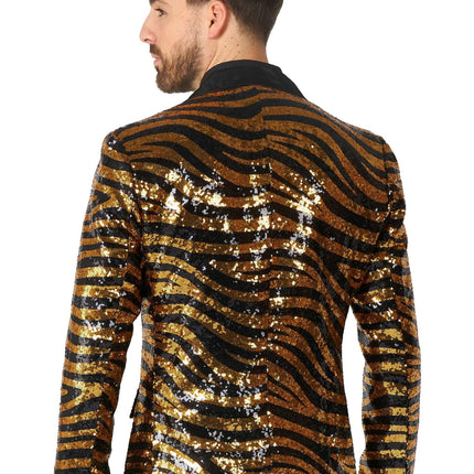 Or Noir Tigre Paillet Blazer Hommes <tc>OppoSuits</tc>