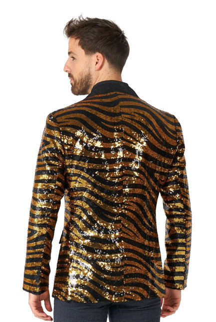 Or Noir Tigre Paillet Blazer Hommes <tc>OppoSuits</tc>