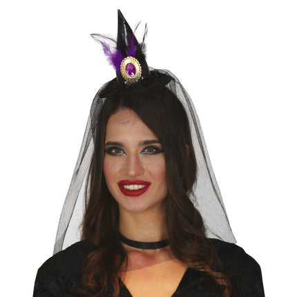 Diadème d'Halloween Chapeau de sorcière Voile