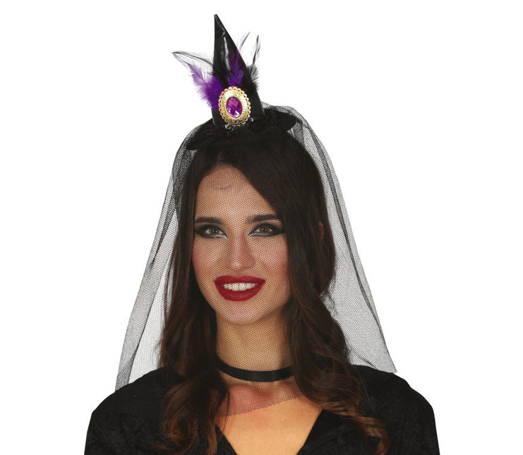 Diadème d'Halloween Chapeau de sorcière Voile