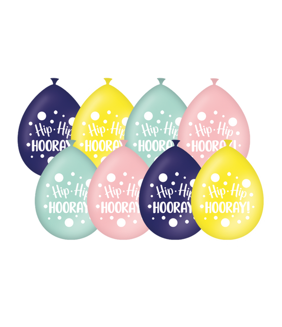 Ballons Hip Hip Hooray 30cm 8pcs
