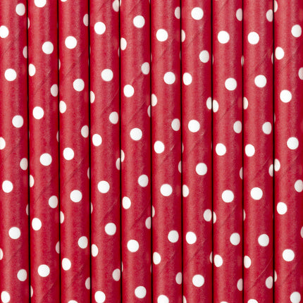 Pailles en papier rouge 19.5cm 10pcs