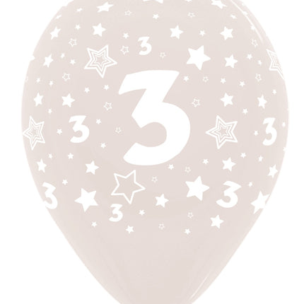 Ballons Number 3 Crystal Clear 30cm 25pcs