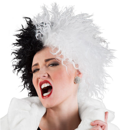 Perruque Cruella de Vil Noir Blanc
