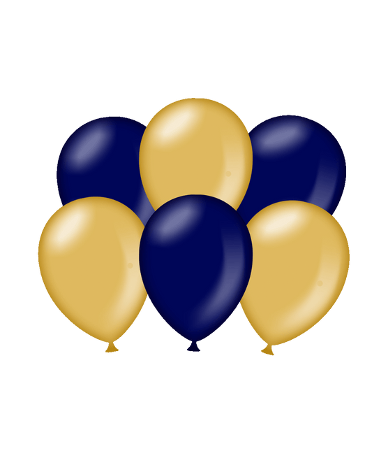 Ballons de baudruche bleus dorés métalliques 30cm 6pcs